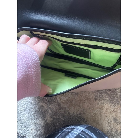 Y2K Coach Shoulder Bag Black Pink Leather Canvas Two Tone Buckle Flap - Picture 8 of 9